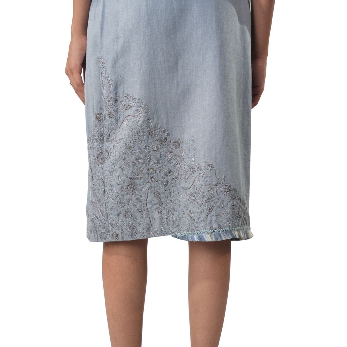 Buttoned Overlap Wrap Skirt – Odyssey - Blue