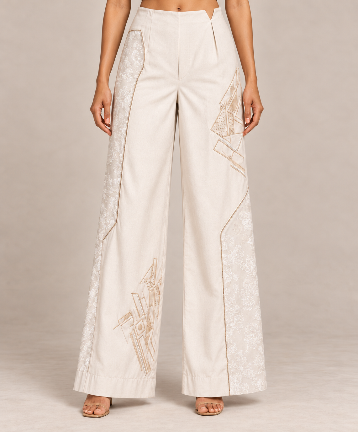 Panelled Denim Trousers - White