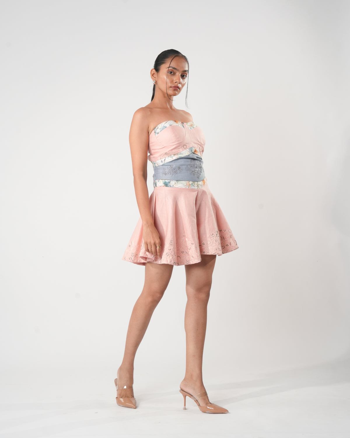 Strapless Embroidered Playsuit – Whimsy - Pink
