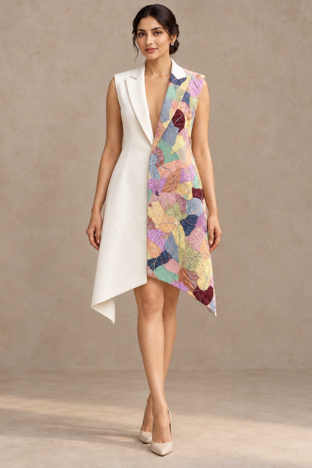 Asymmetric Wrap Blazer Dress – Artline - White