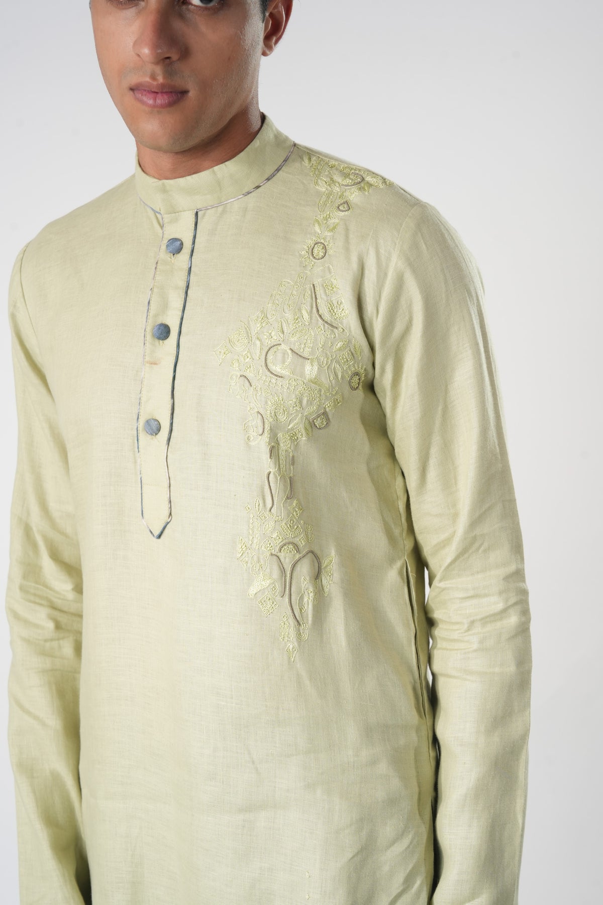 Men's Mandarin Short Kurta – Aarify - Green