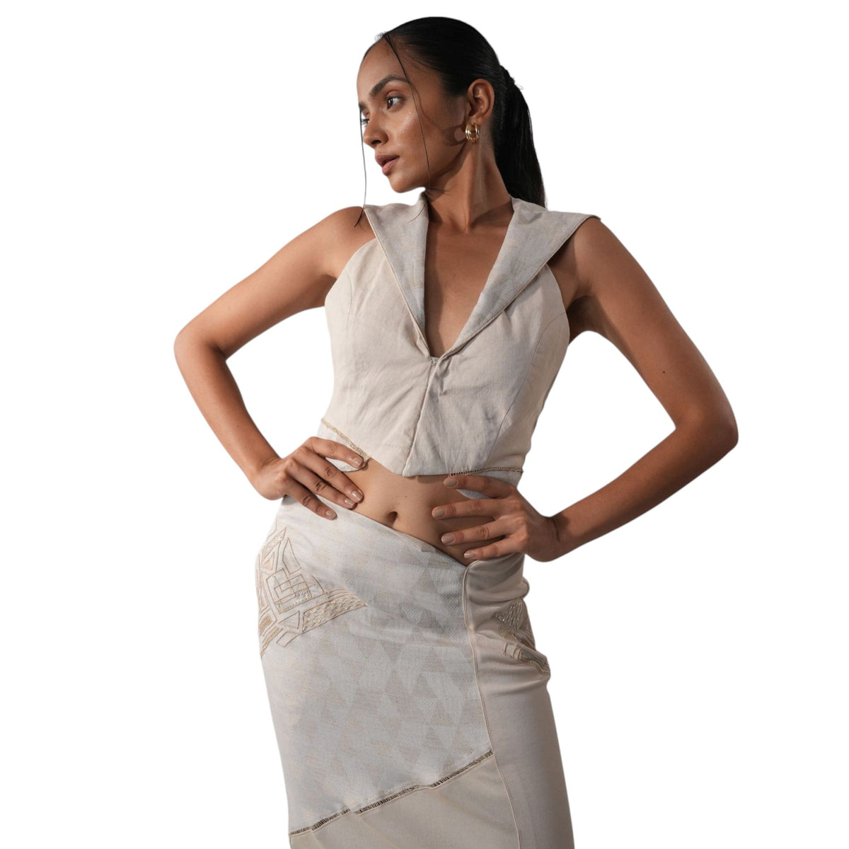 Halter Lapel Collar Vest – Vistalure - Beige