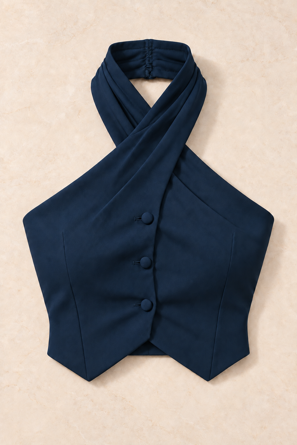 Draped Halter Neck Vest – Regal - Navy Blue