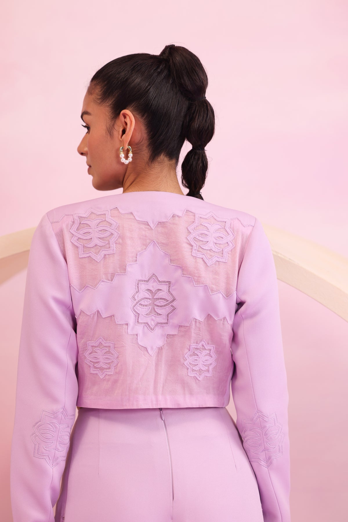 Mesh Back Crop Jacket – Grove Whisper - Lavender