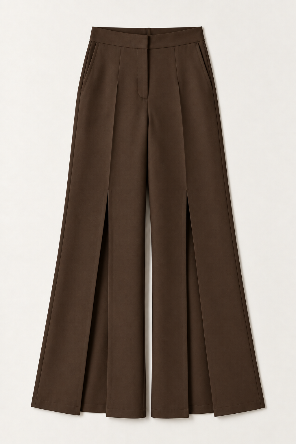 Front Slit Wide-Leg Trousers – Regal - Deep Brown