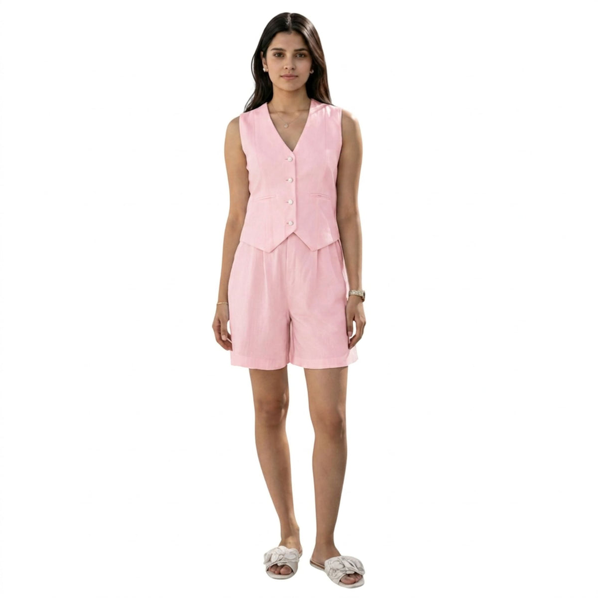 Tailored Hemp Vest – Power Muse - Pink