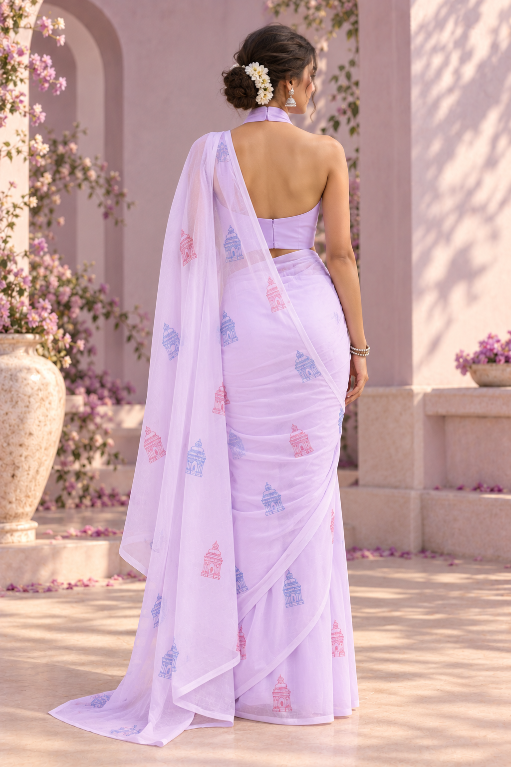 Chikankari Motif Saree – Lucknow - Lavender