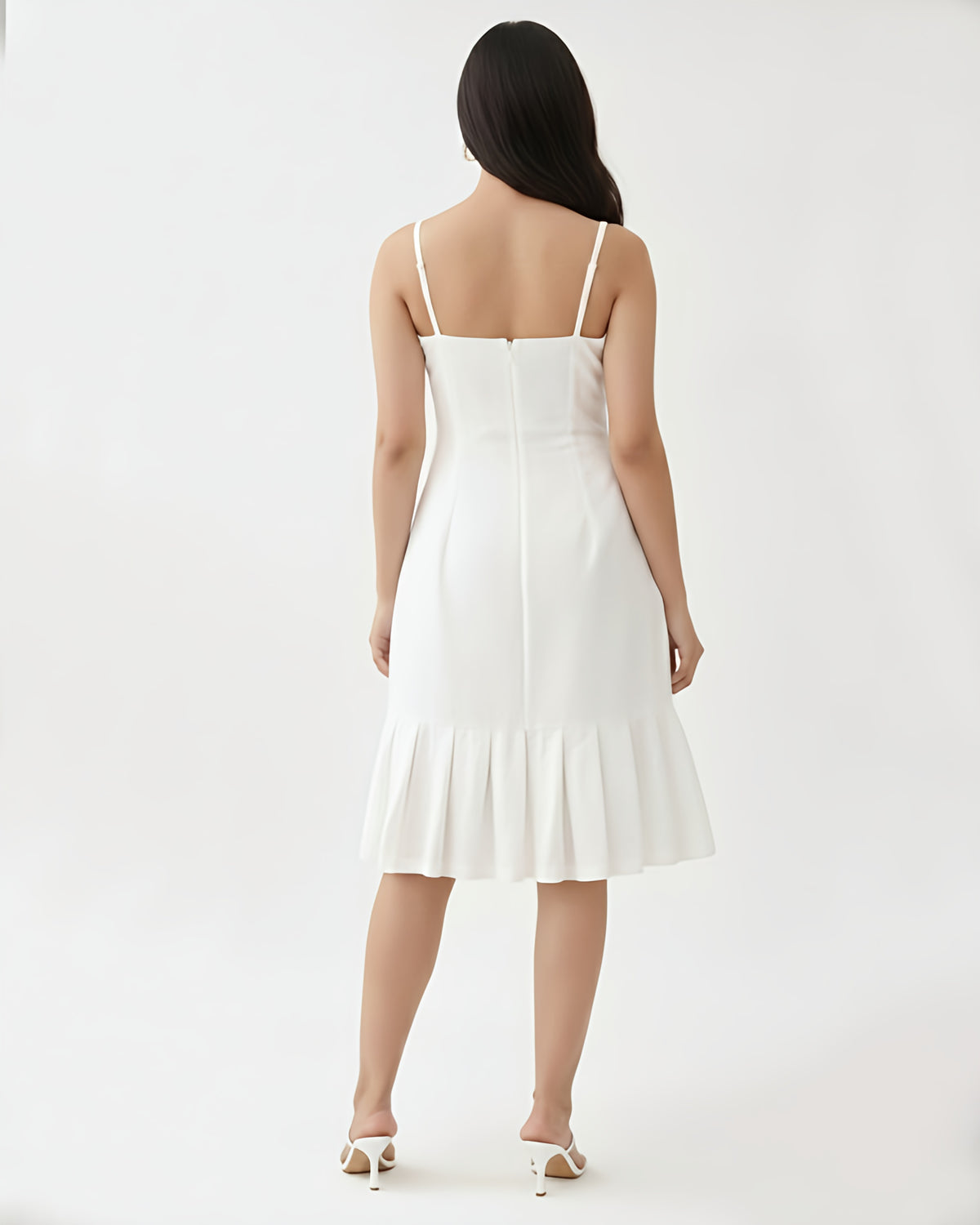 Chikankari Ruffle Hem Dress – Lucknow - White
