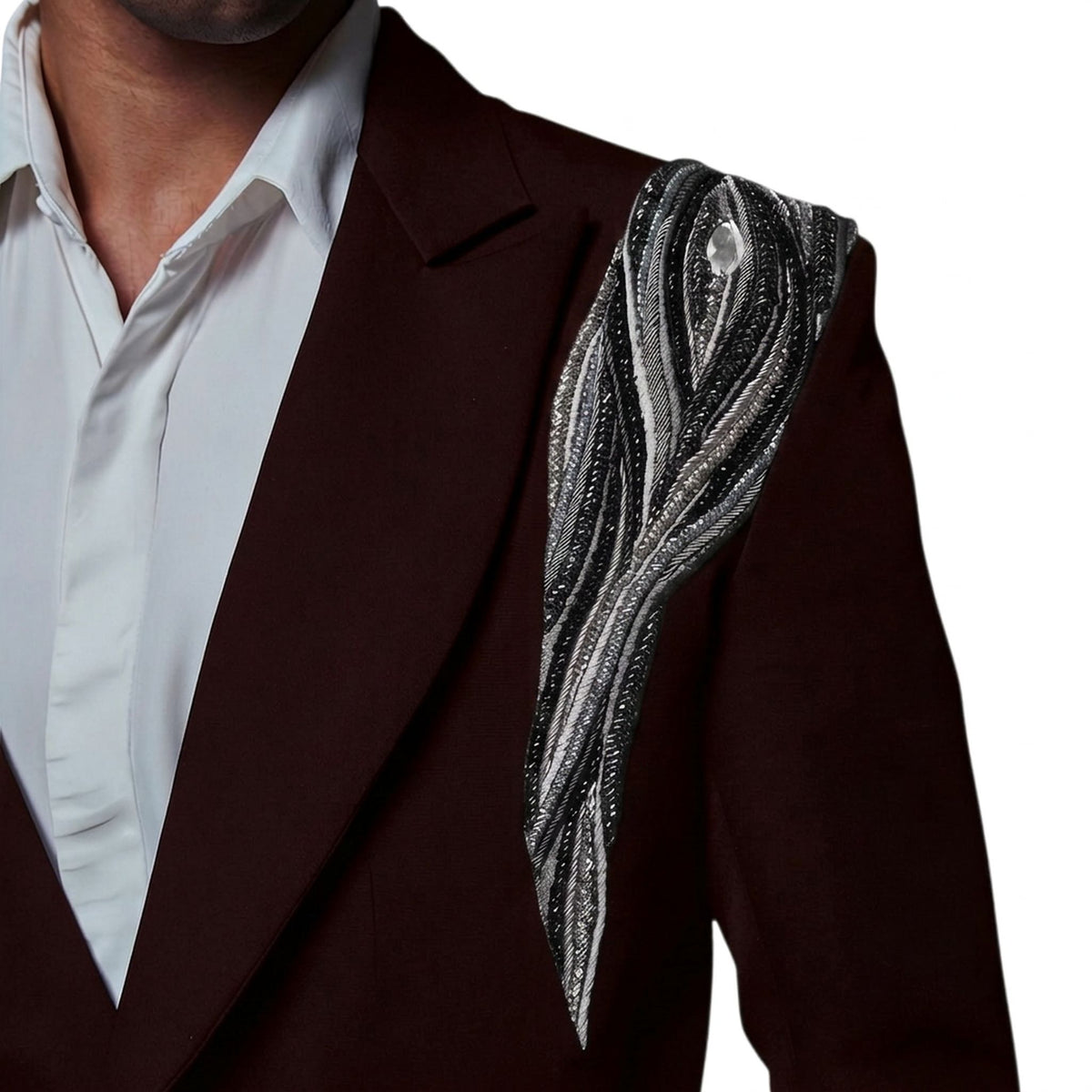 Men's Beaded Tuxedo Blazer – Eclipse - Wine