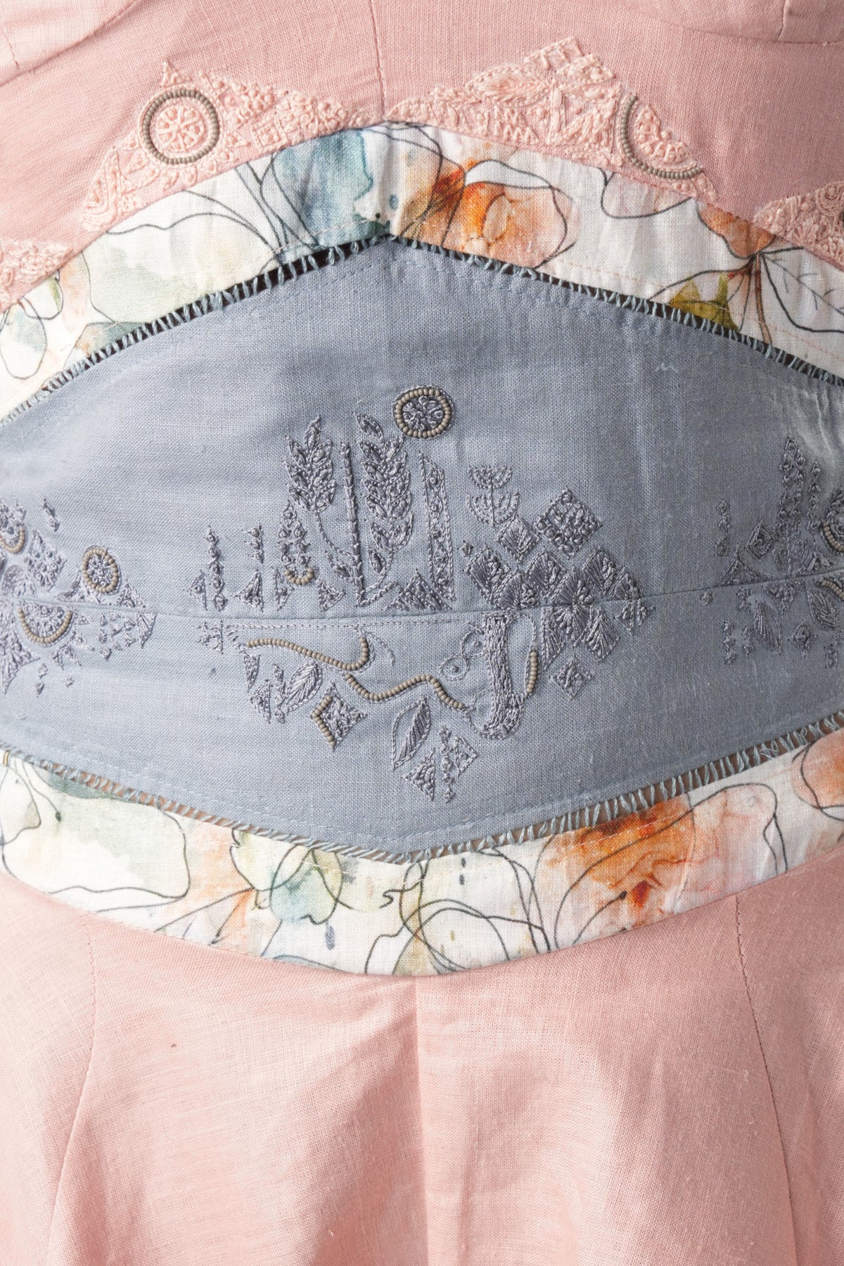 Strapless Embroidered Playsuit – Whimsy - Pink