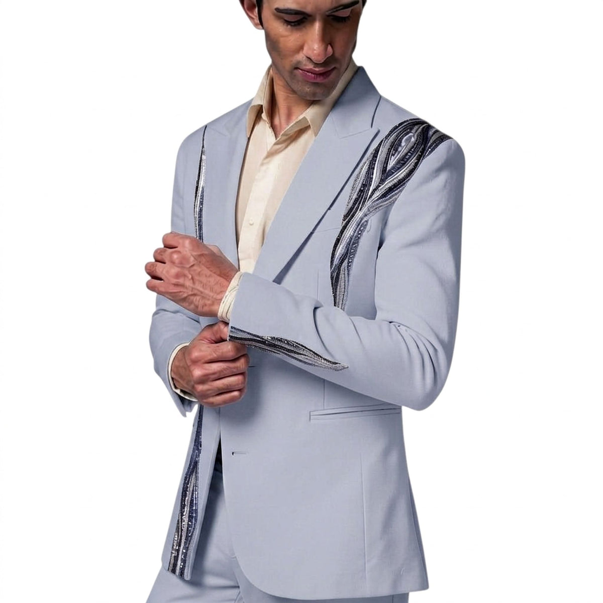 Men's Beaded Tuxedo Blazer – Eclipse - Cool Grey