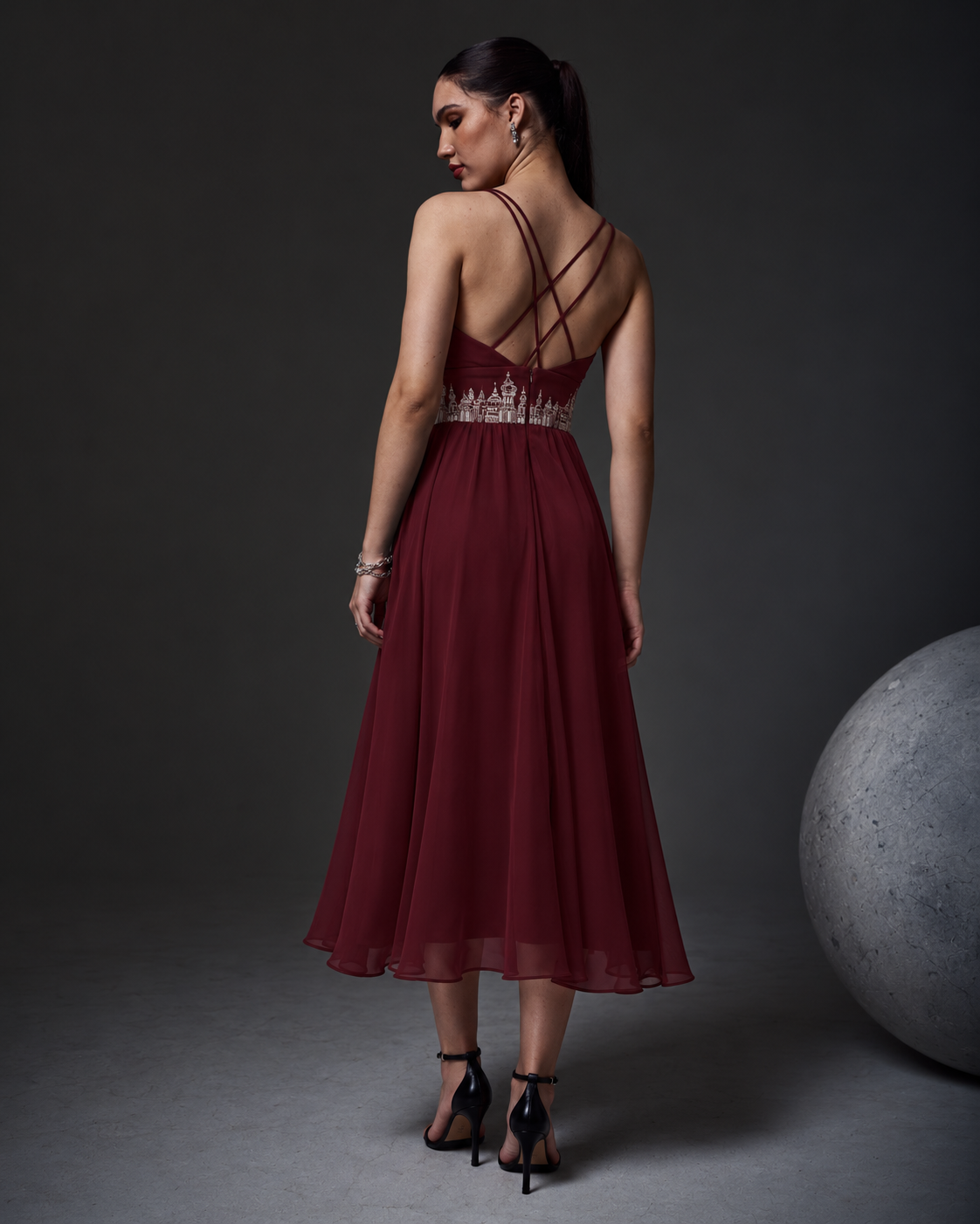 Sweetheart A-Line Organza Dress – Skyline - Wine