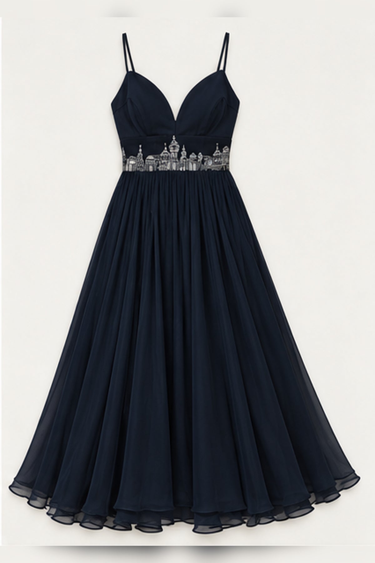 Sweetheart A-Line Organza Dress – Skyline - Poseidon Navy