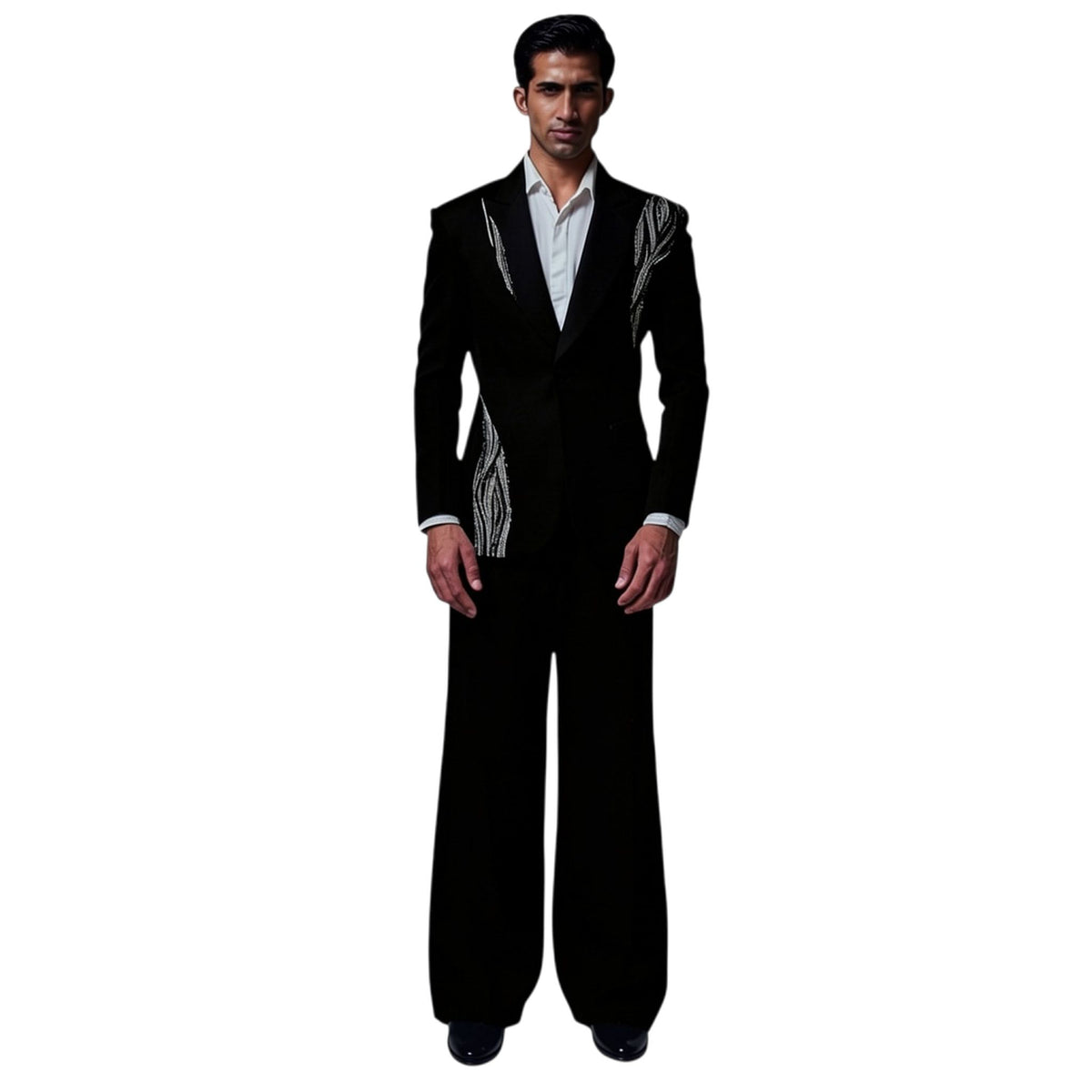 Men's Beaded Tuxedo Blazer – Eclipse - Black