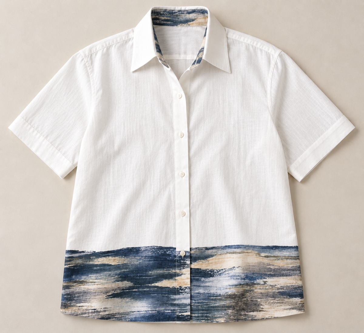 Men's Hem Patch Shirt – Warli - Blue Wave Print
