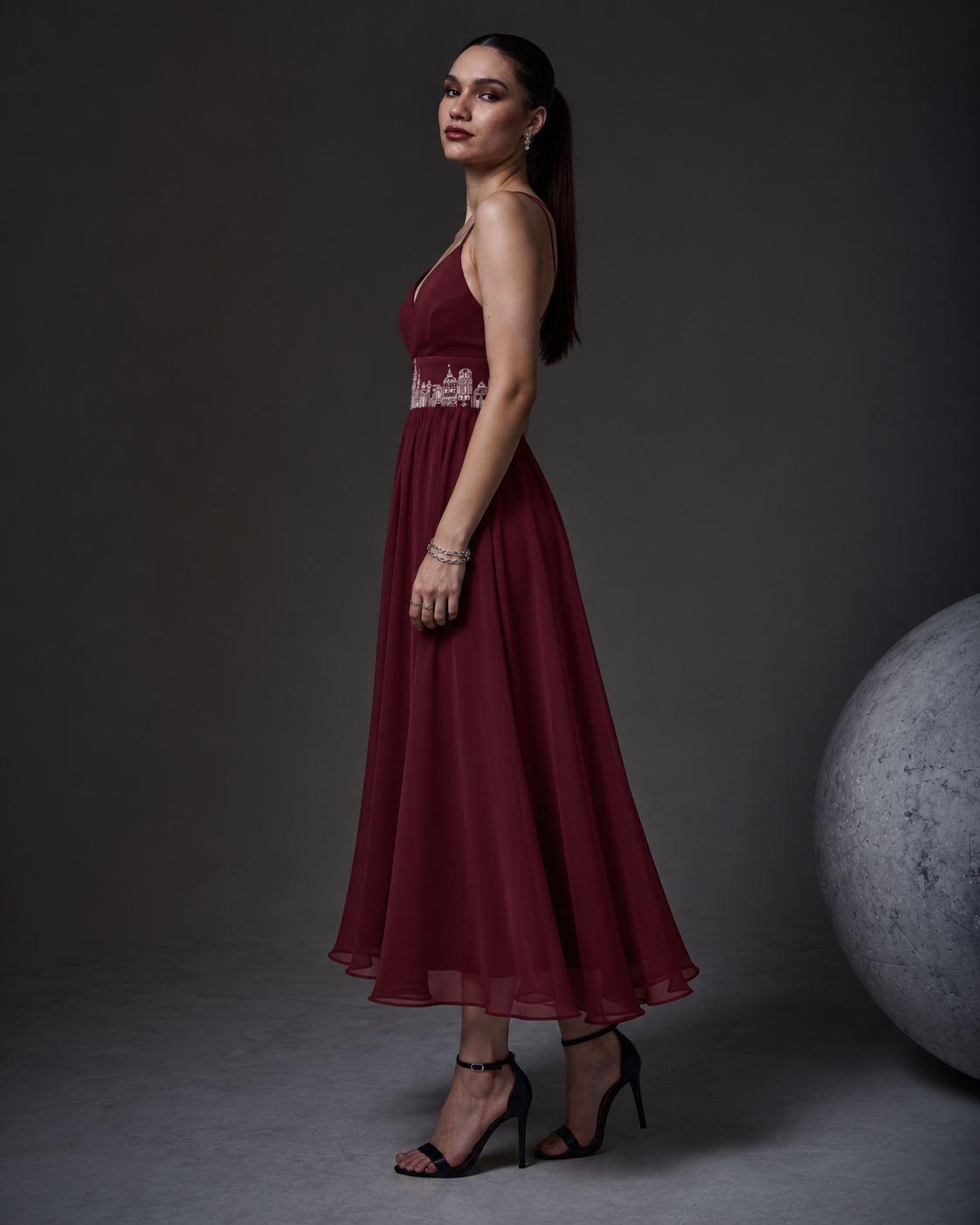 Sweetheart A-Line Organza Dress – Skyline - Wine