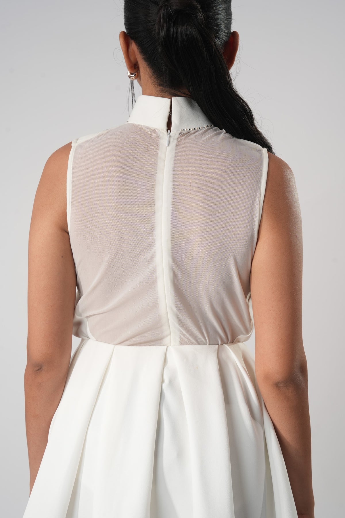 Sheer Panel High Neck Bodysuit – Halo Muse - White