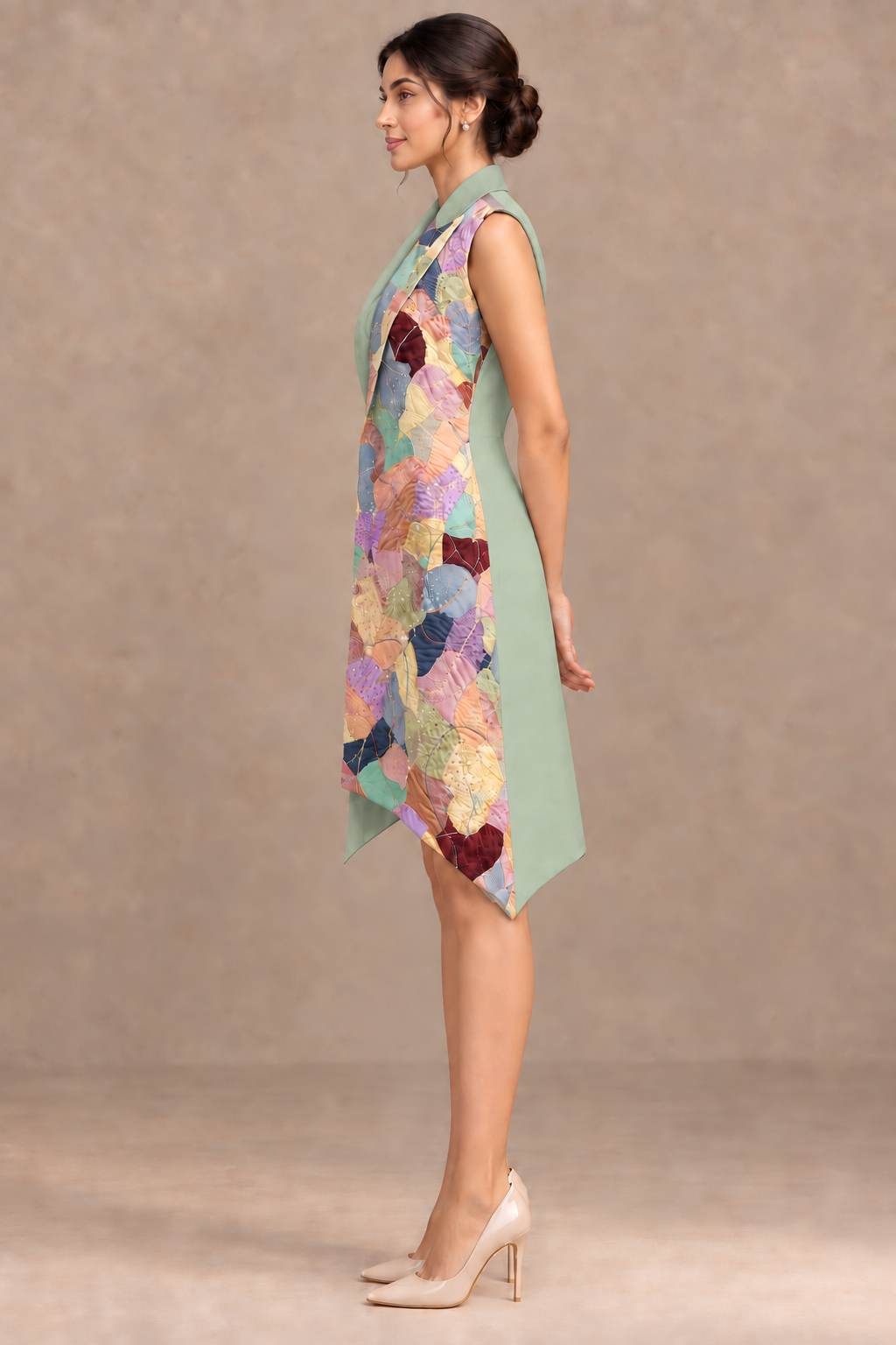 Asymmetric Wrap Blazer Dress – Artline - Sage Green