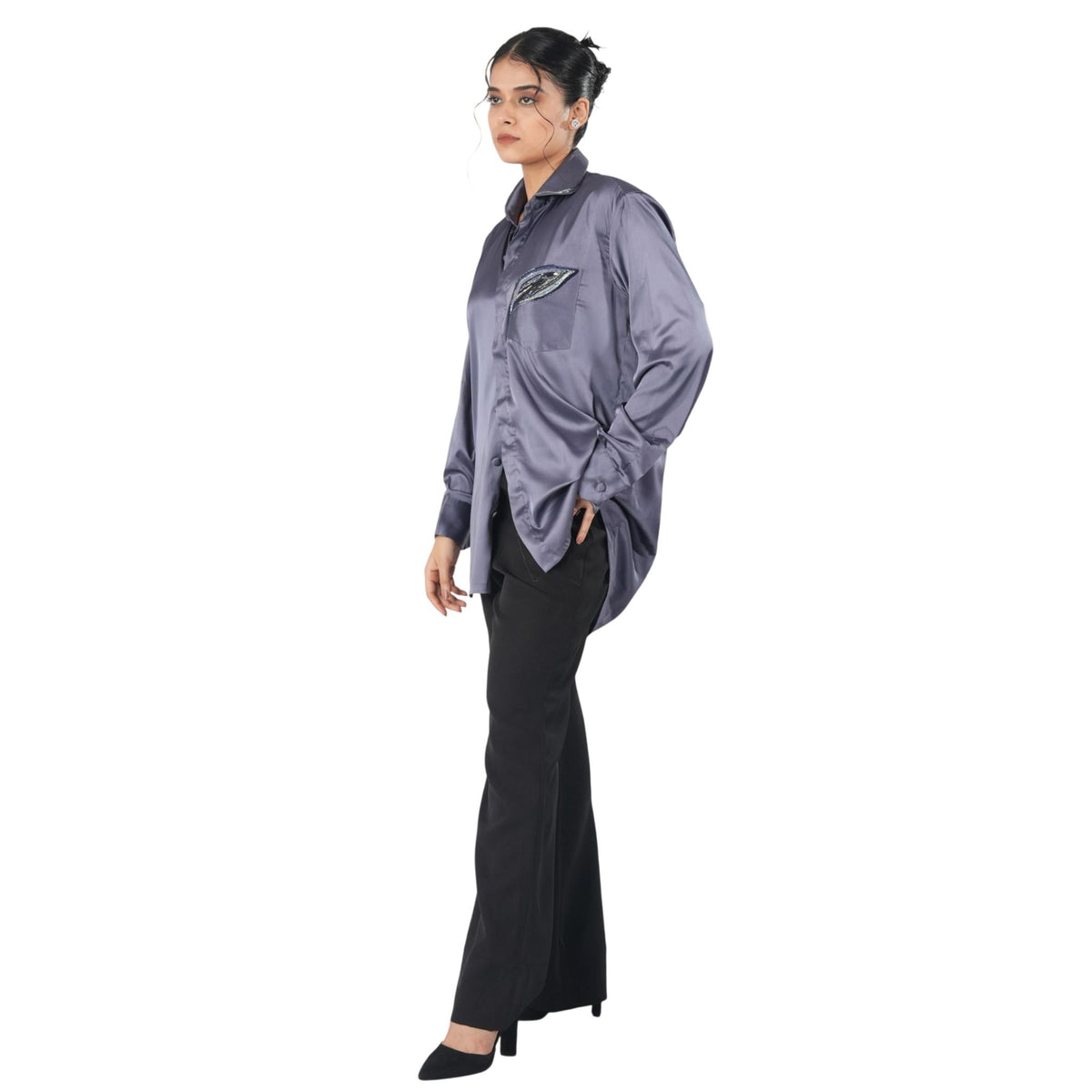 Oversized Back Pleat Shirt – Thoth - Cool Grey