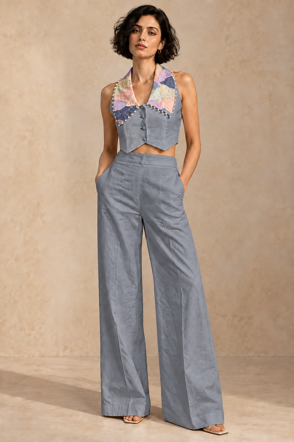 Plain Wide-Leg Trousers – Reclaim - Grey