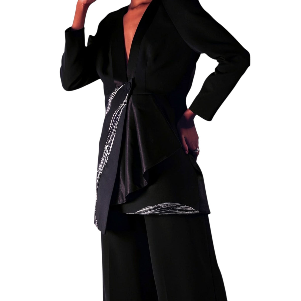 Asymmetric Drape Blazer – Nile - Black