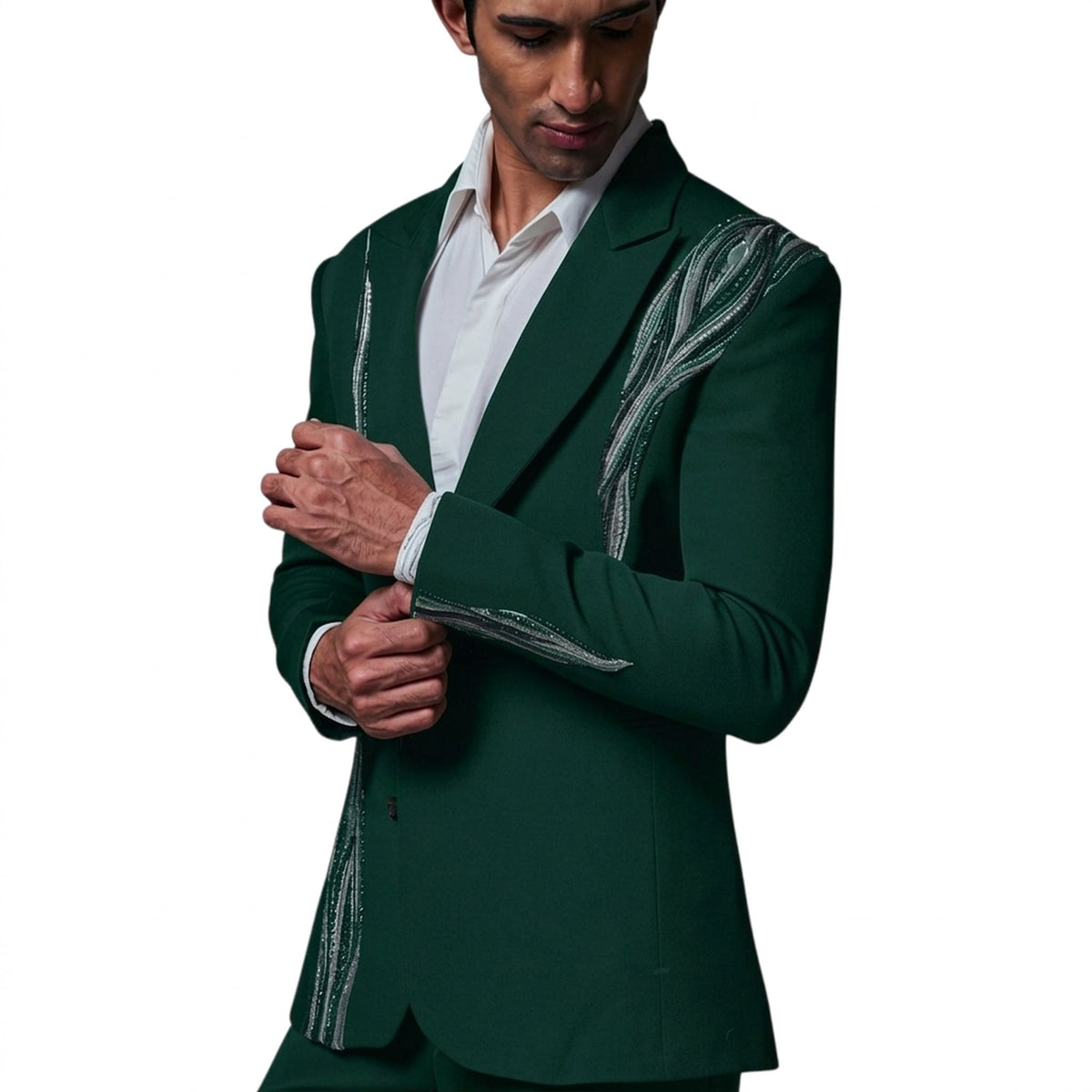 Men's Beaded Tuxedo Blazer – Eclipse - Dark Green