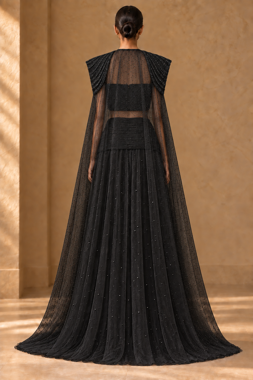 Ankh Draped Palazzo Set (3-piece) - Black