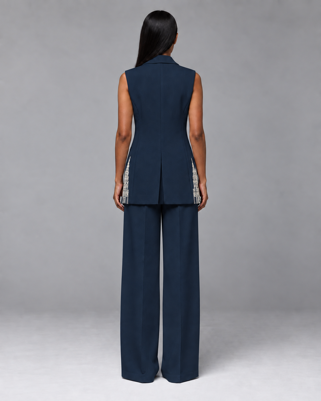 Sleeveless Tailored Blazer – Regal - Navy Blue