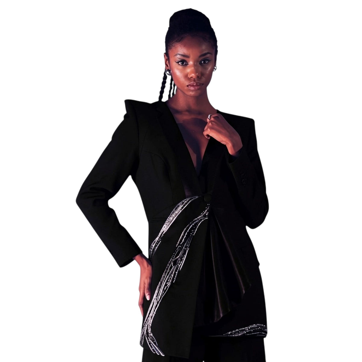 Asymmetric Drape Blazer – Nile - Black