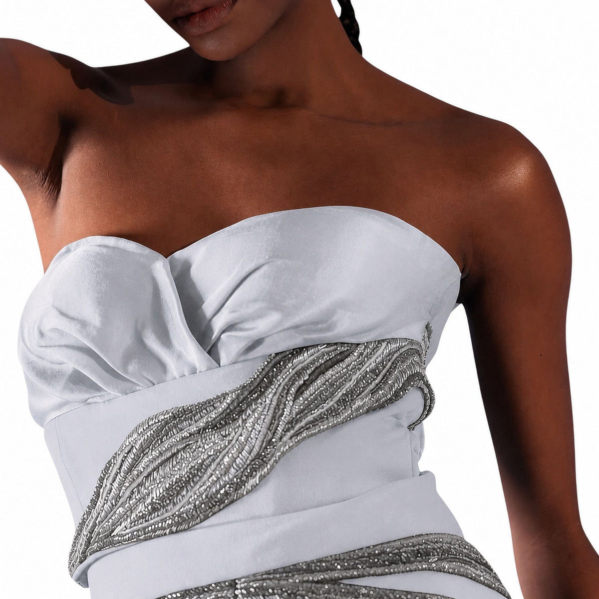 Draped Strapless Corset – Maha - Cool Grey
