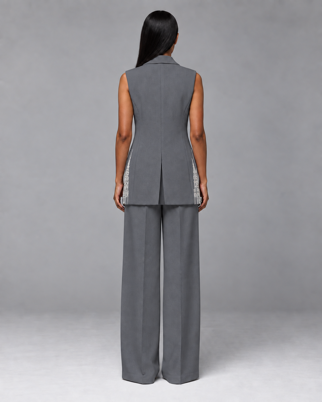 Sleeveless Tailored Blazer – Regal - Grey