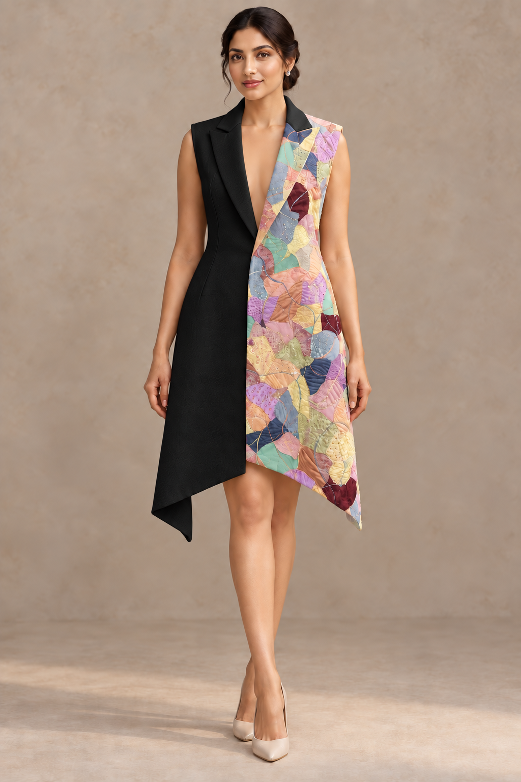 Asymmetric Wrap Blazer Dress – Artline - Black