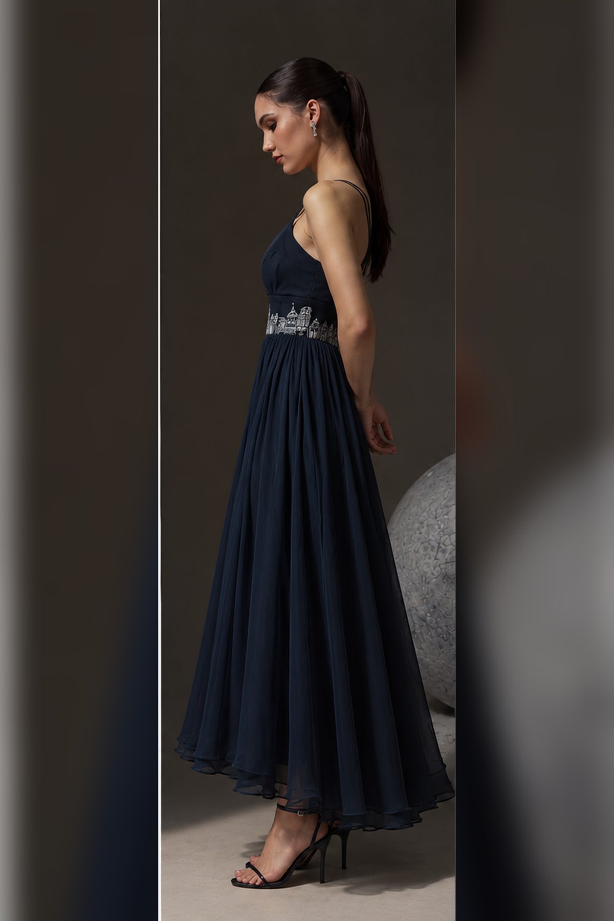 Sweetheart A-Line Organza Dress – Skyline - Poseidon Navy