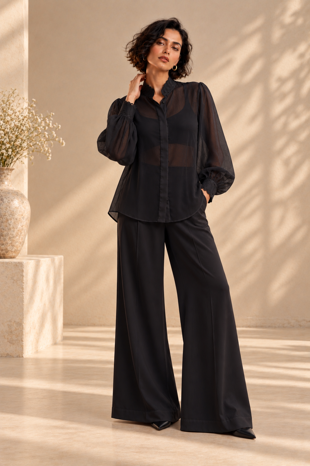 Sheer Translucent Shirt – Trinitaria - Black