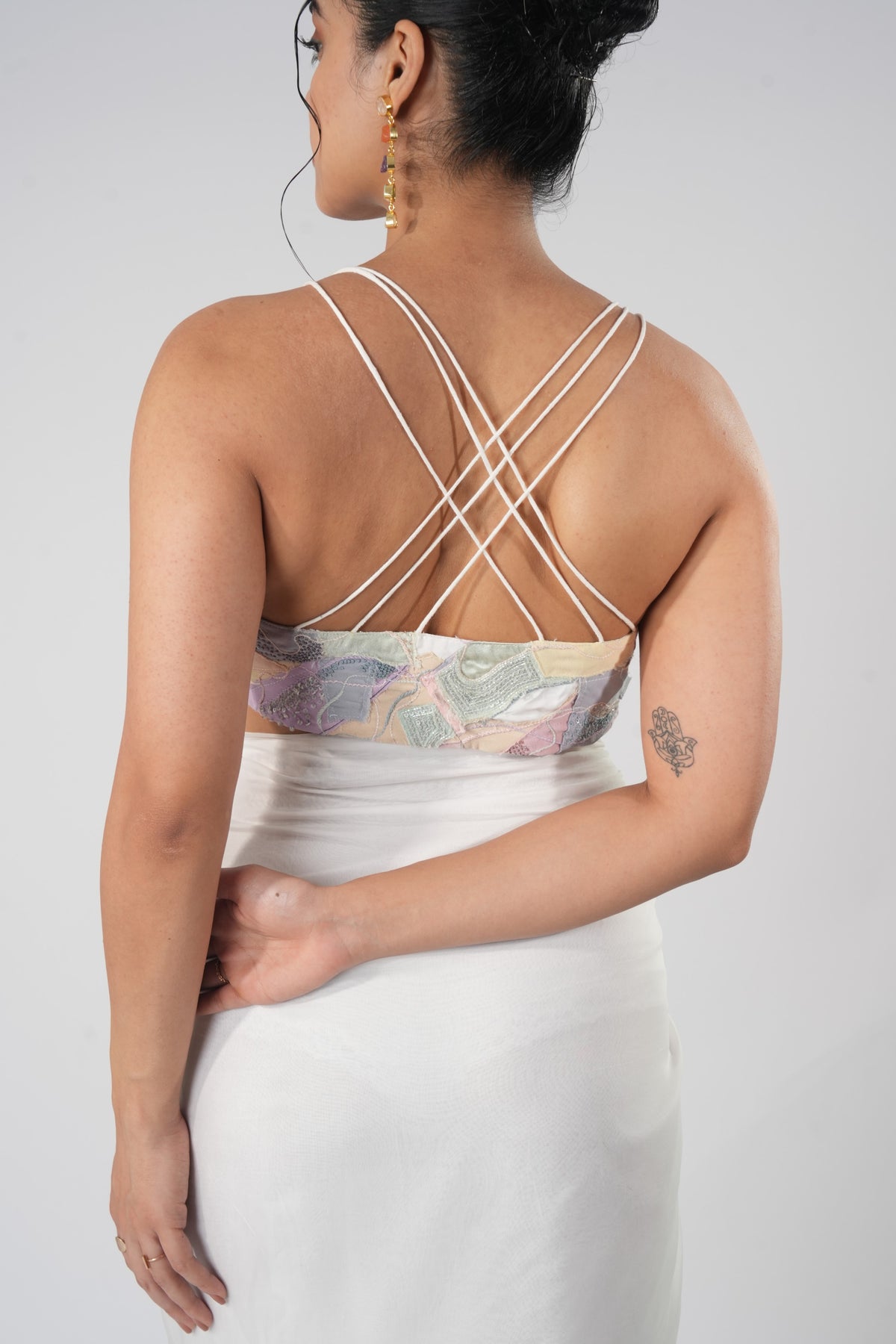 Patchwork Band Bustier – Elysian - White