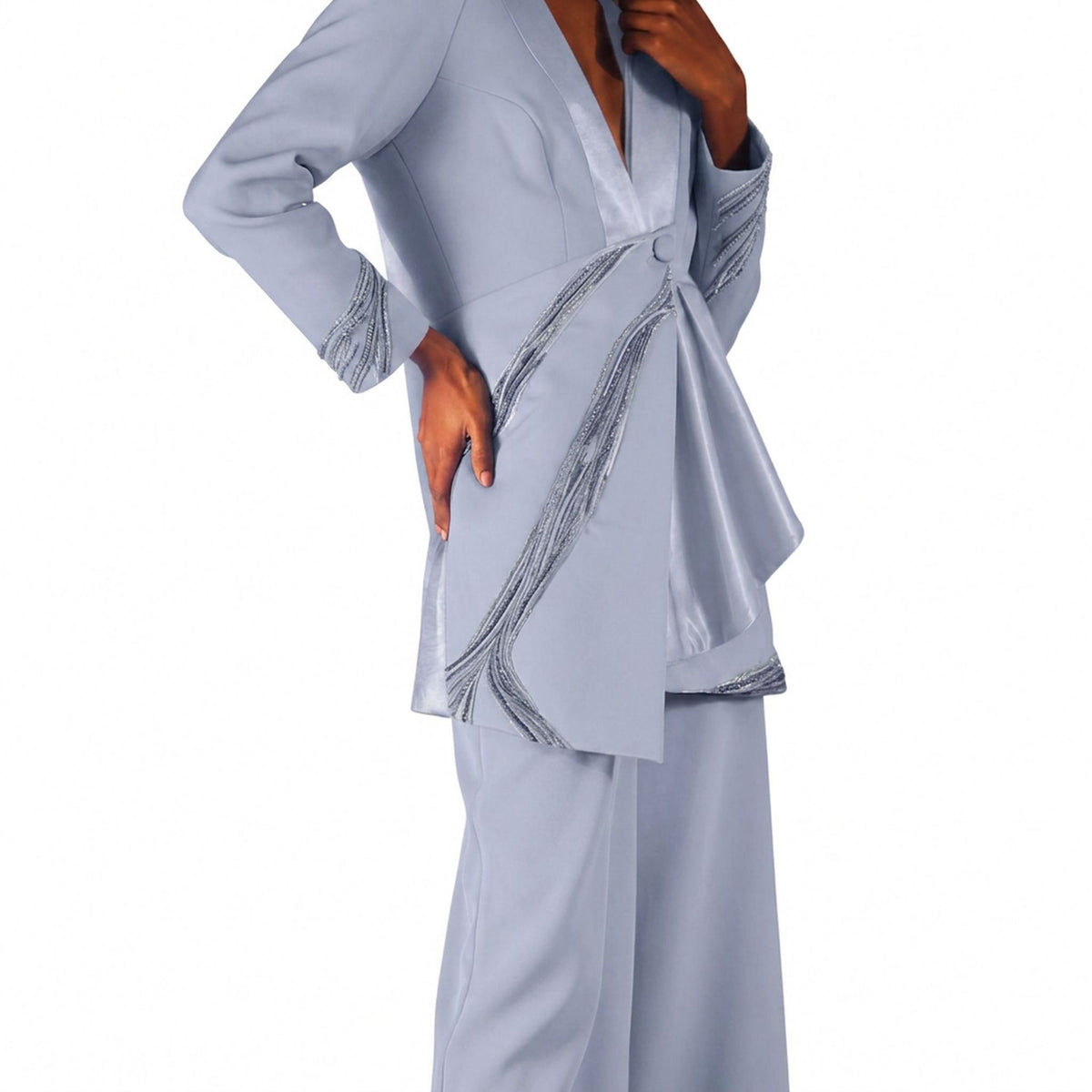 Asymmetric Drape Blazer – Nile - Cool Grey