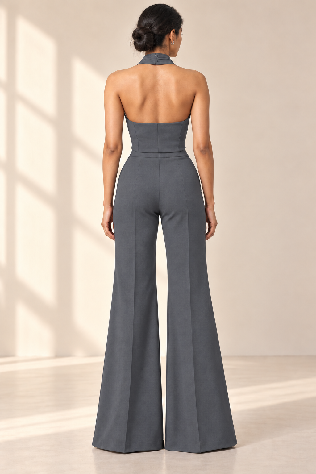 Draped Halter Neck Vest – Regal - Grey