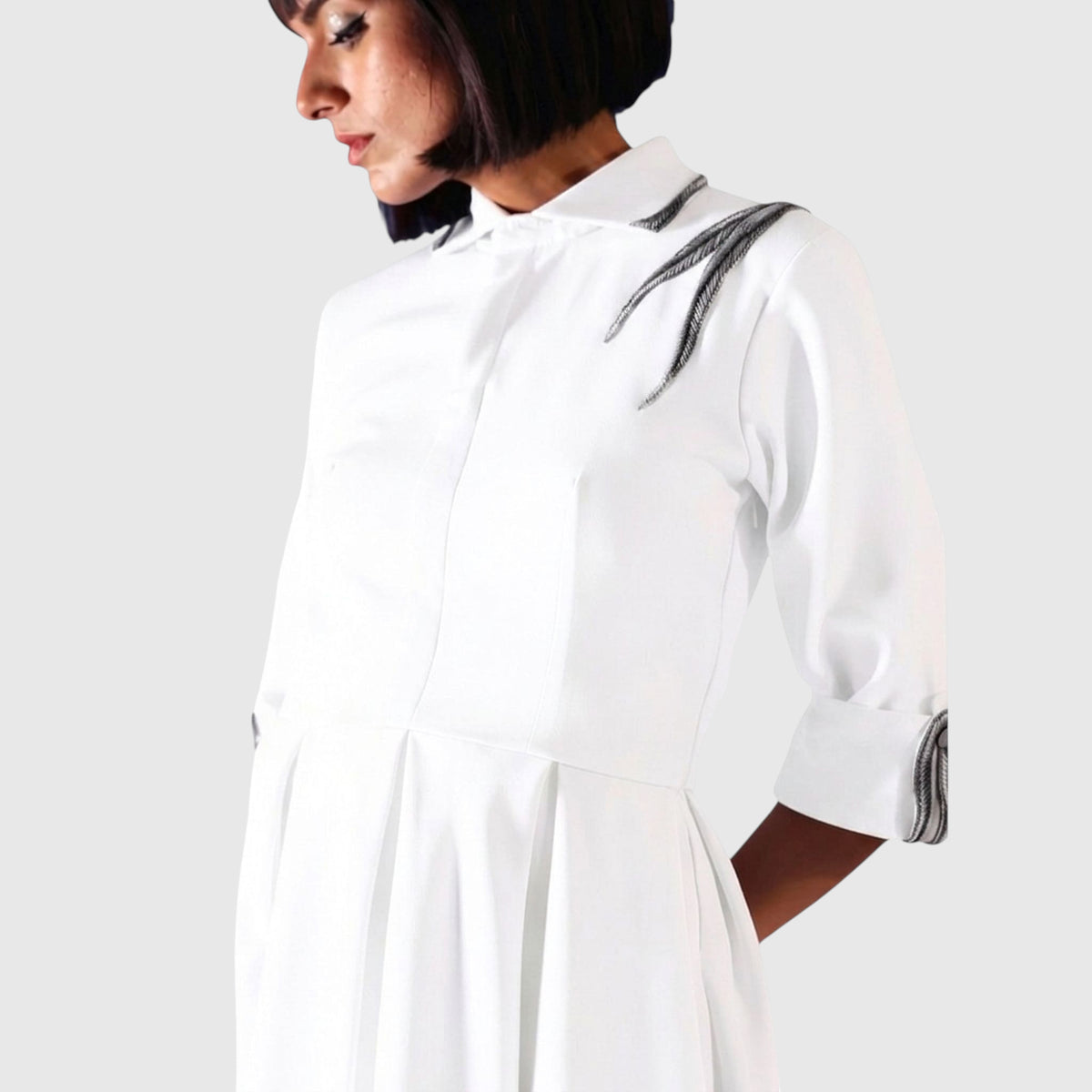 Collared Button-Down Skater Dress – Amunet - White