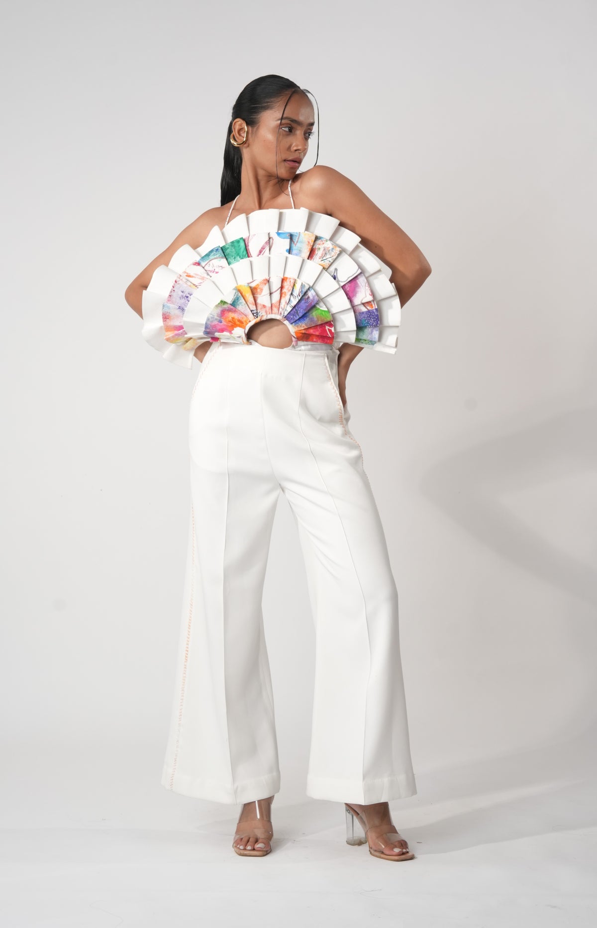 Side Stripe Wide-Leg Trousers – Branchline - White
