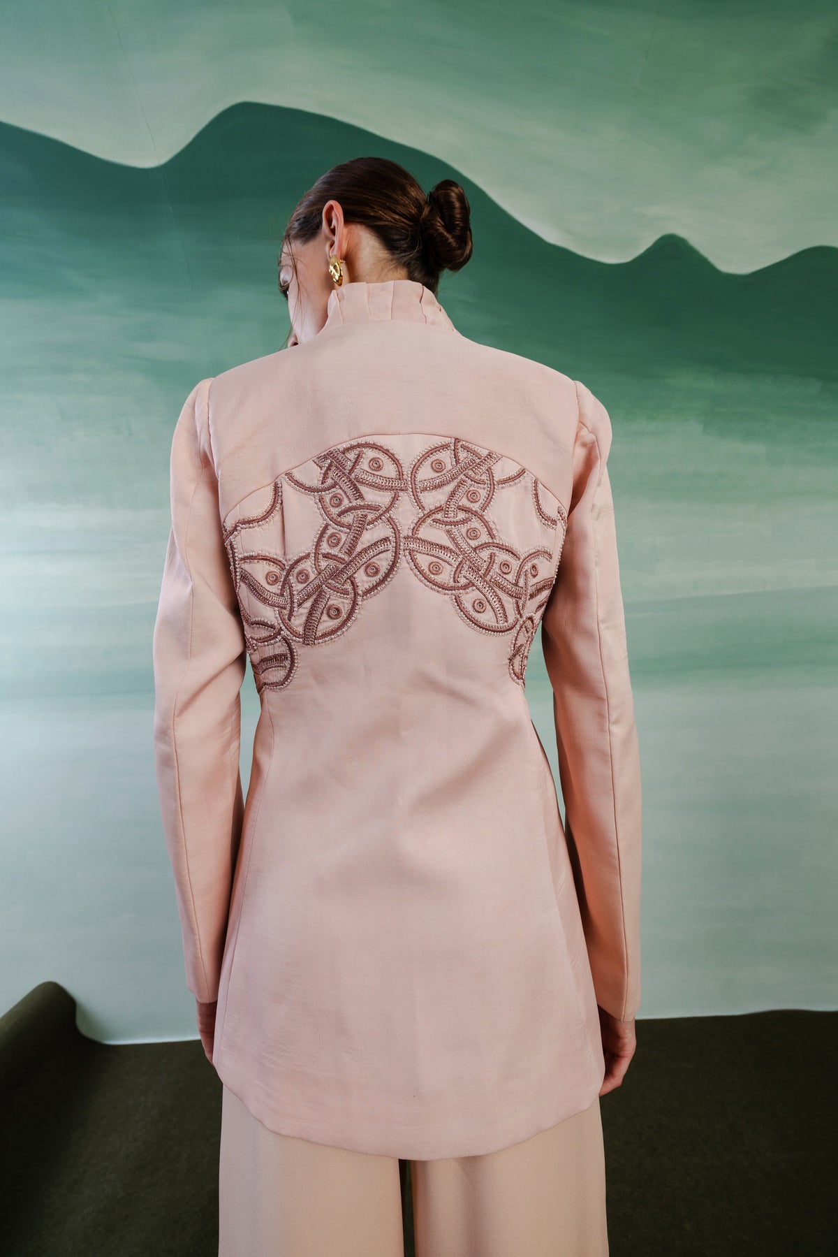 Pleated Neckline Blazer – Aurelian - Apricot Blush
