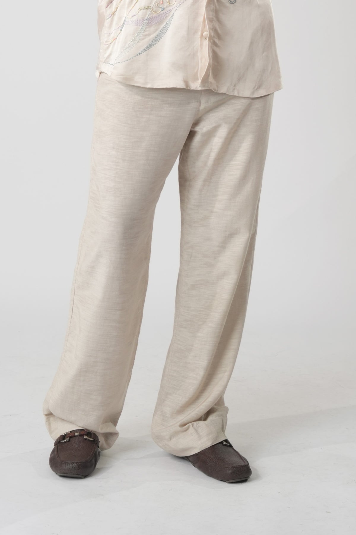 Men's Relaxed Wide-Leg Trousers – Earthy - Beige