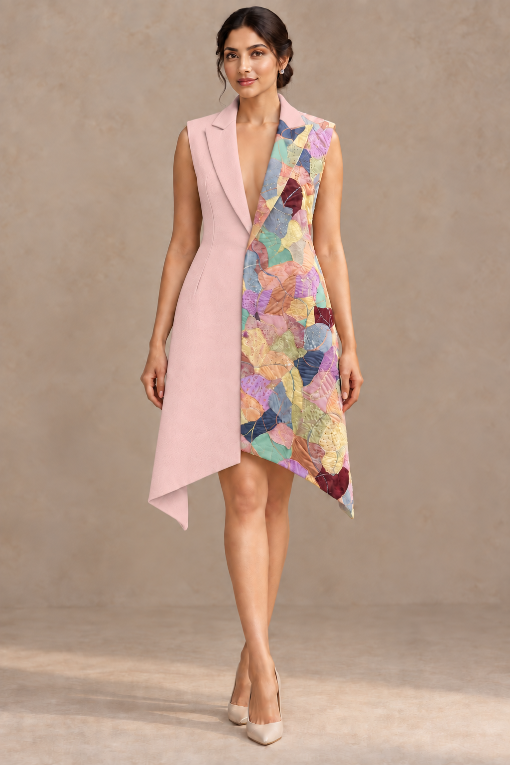 Asymmetric Wrap Blazer Dress – Artline - Pink
