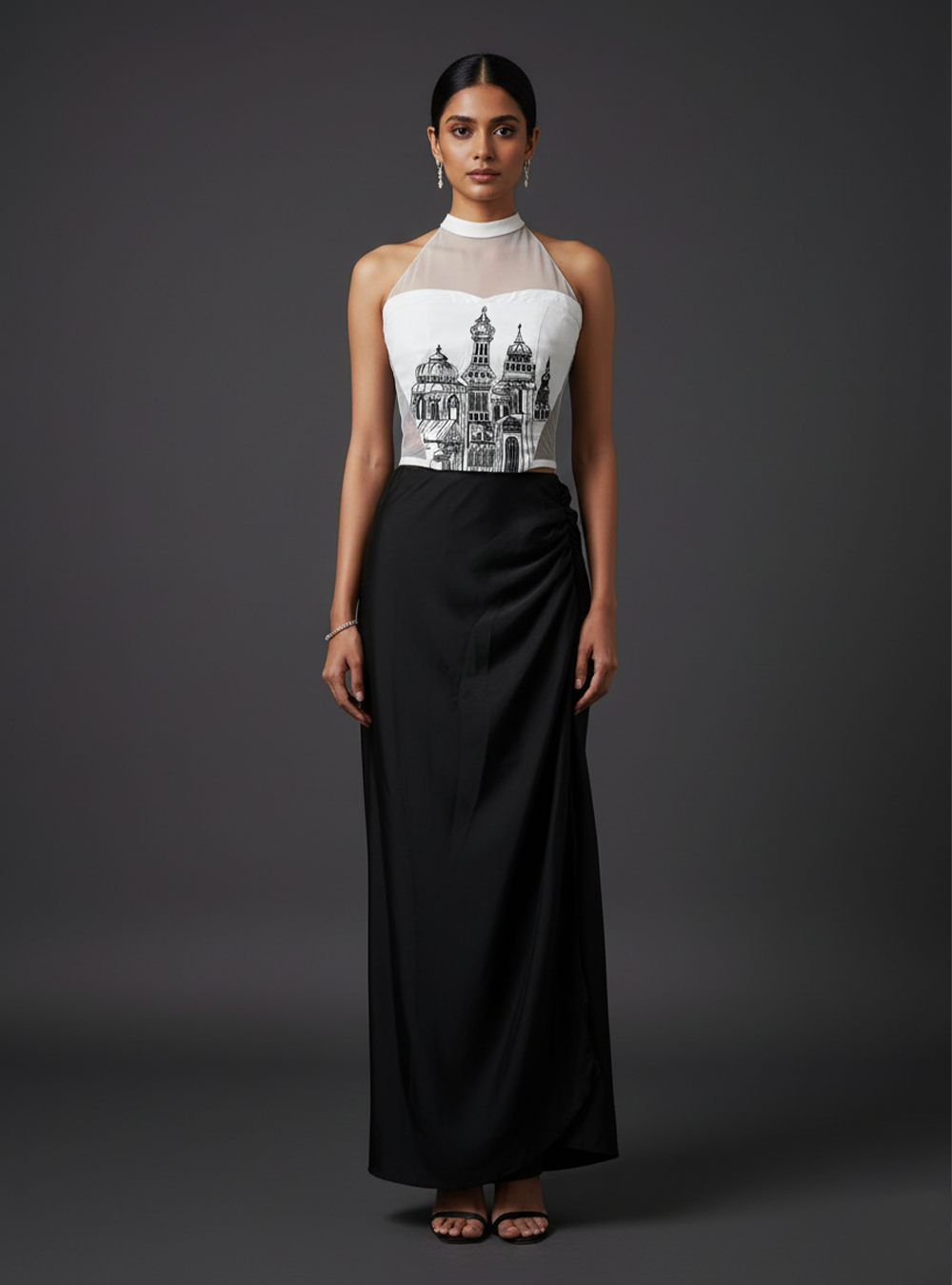 Mesh Halter Neck Corset Top – Horus - White