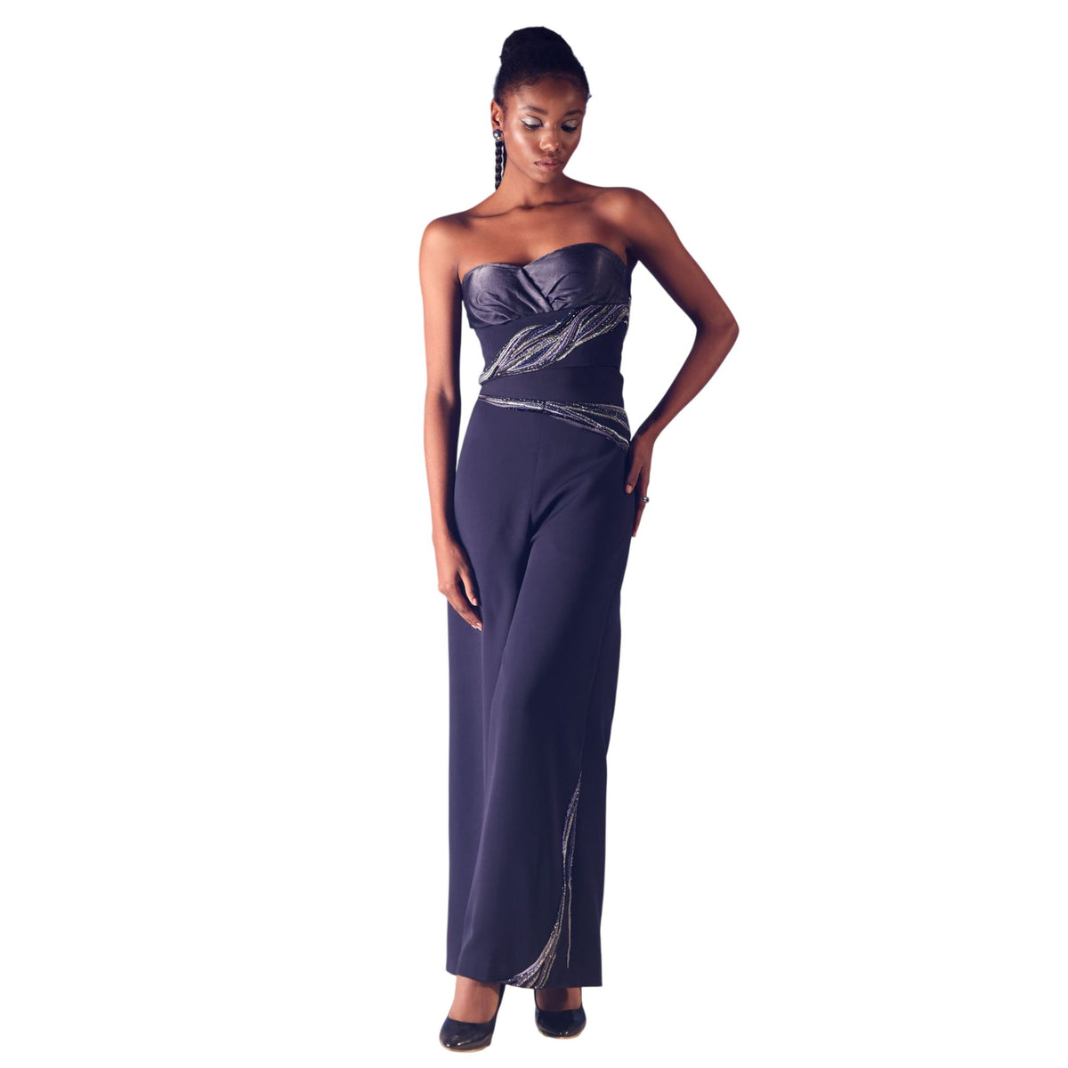 Draped Strapless Corset – Maha - Navy Blue