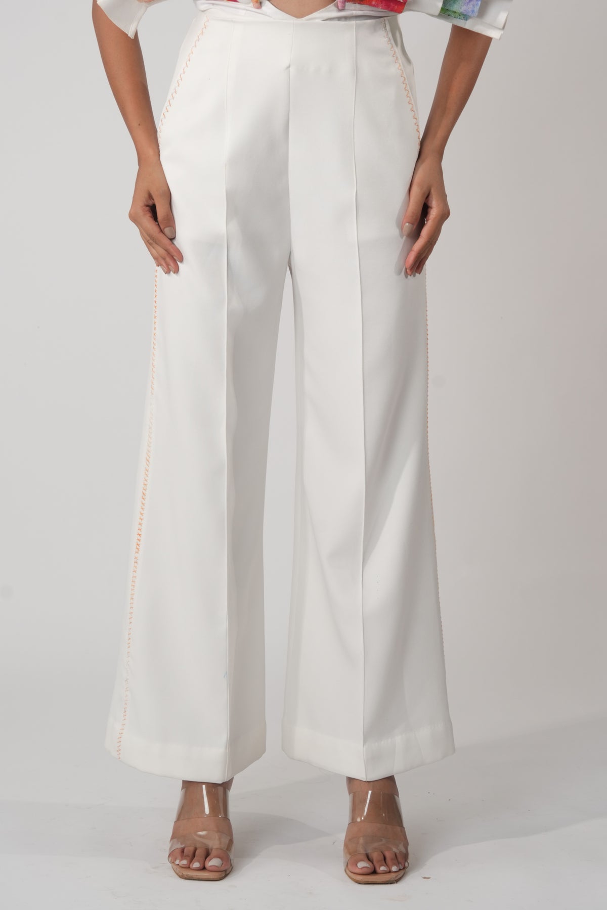 Side Stripe Wide-Leg Trousers – Branchline - White