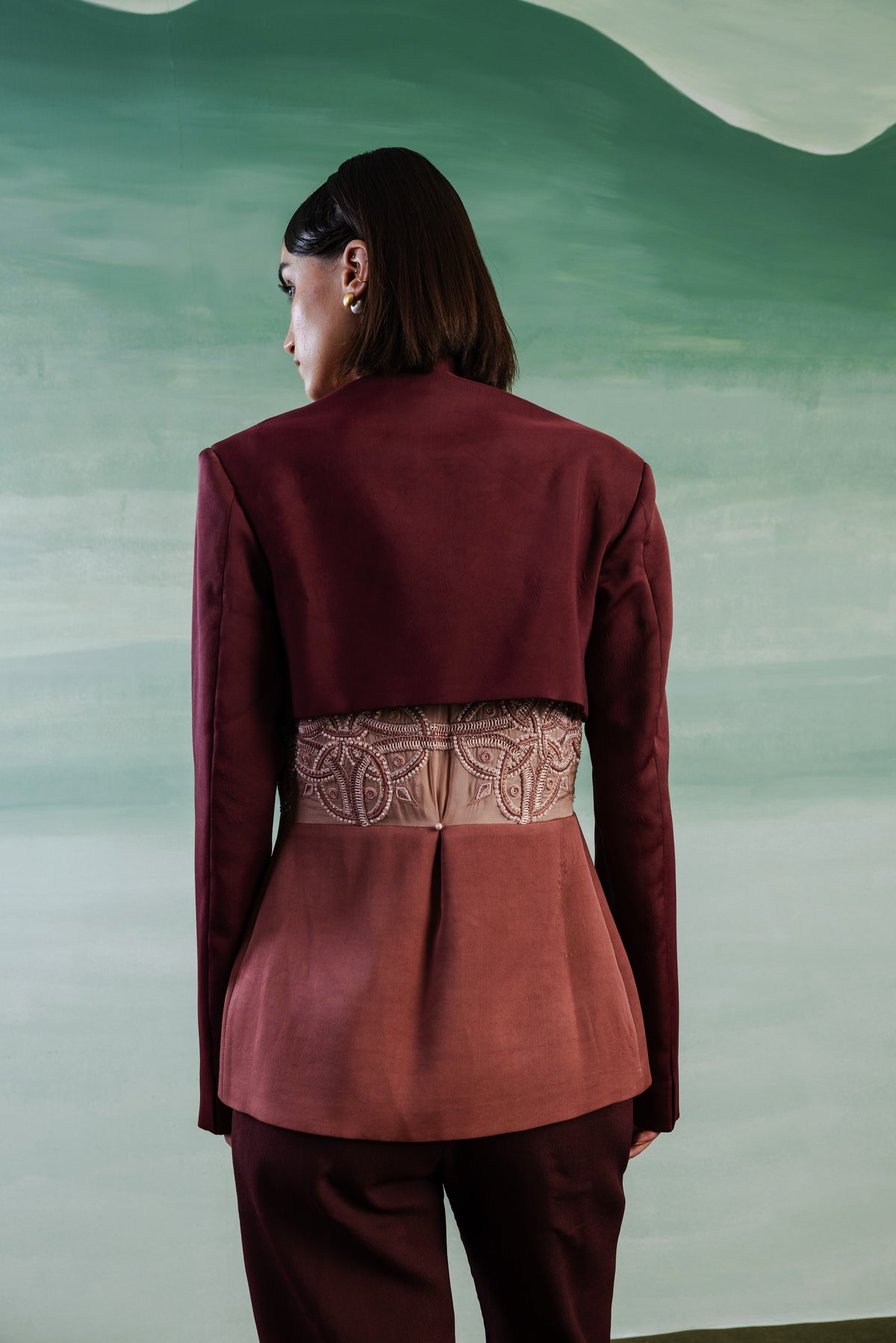 Layered Back Over Blazer – Aura - Blush Merlot