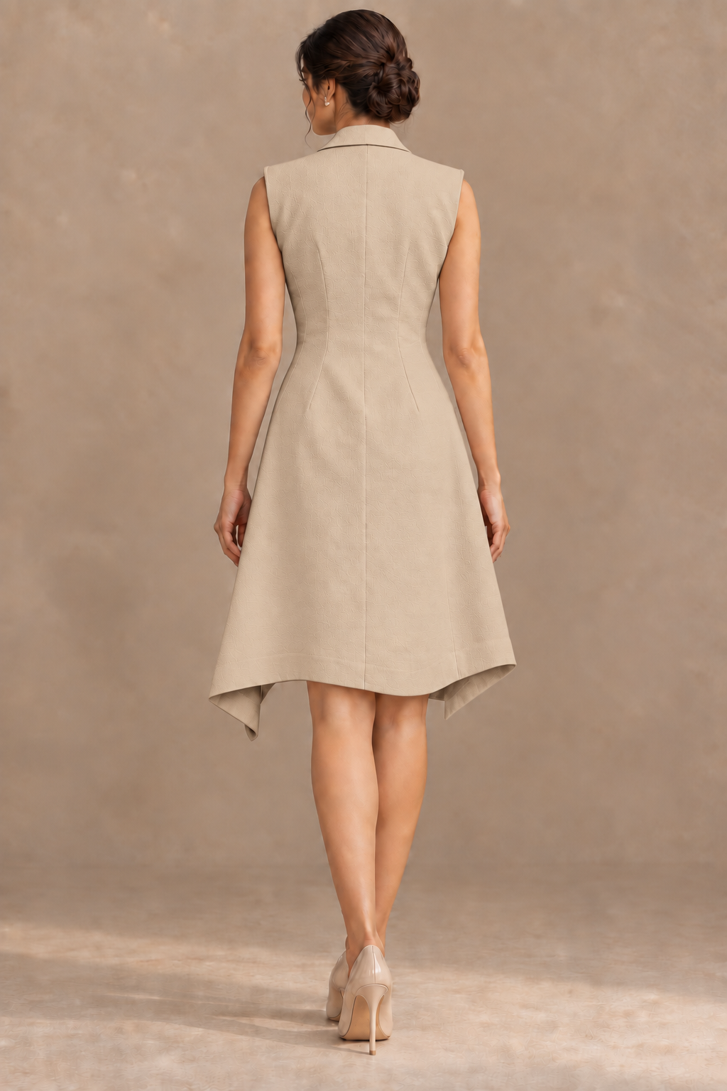 Asymmetric Wrap Blazer Dress – Artline - Beige