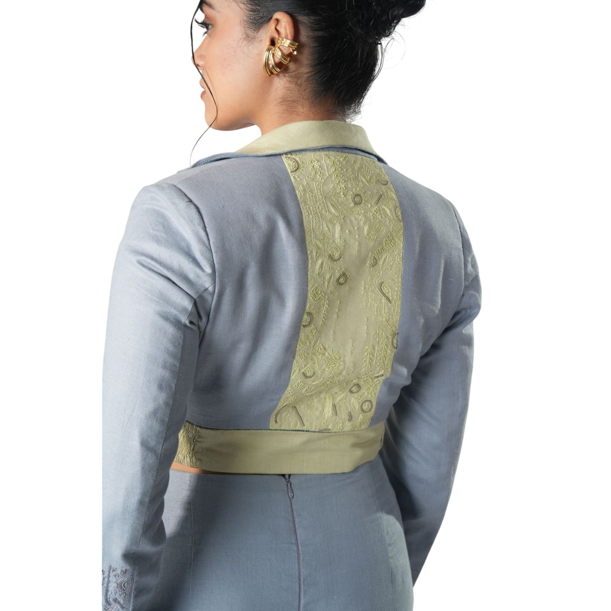 Embroidered Back Crop Jacket – Bareclipse - Blue