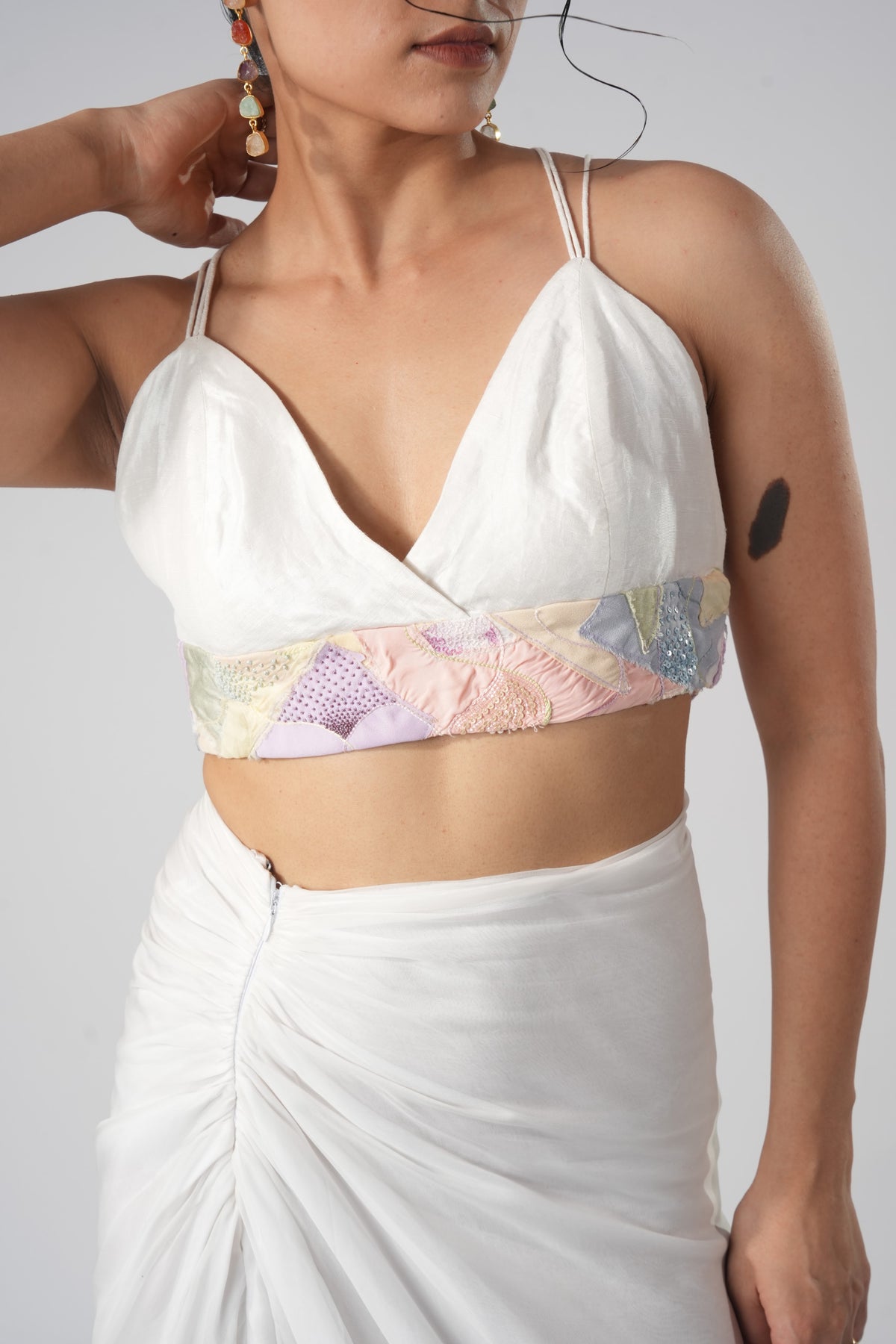 Patchwork Band Bustier – Elysian - White