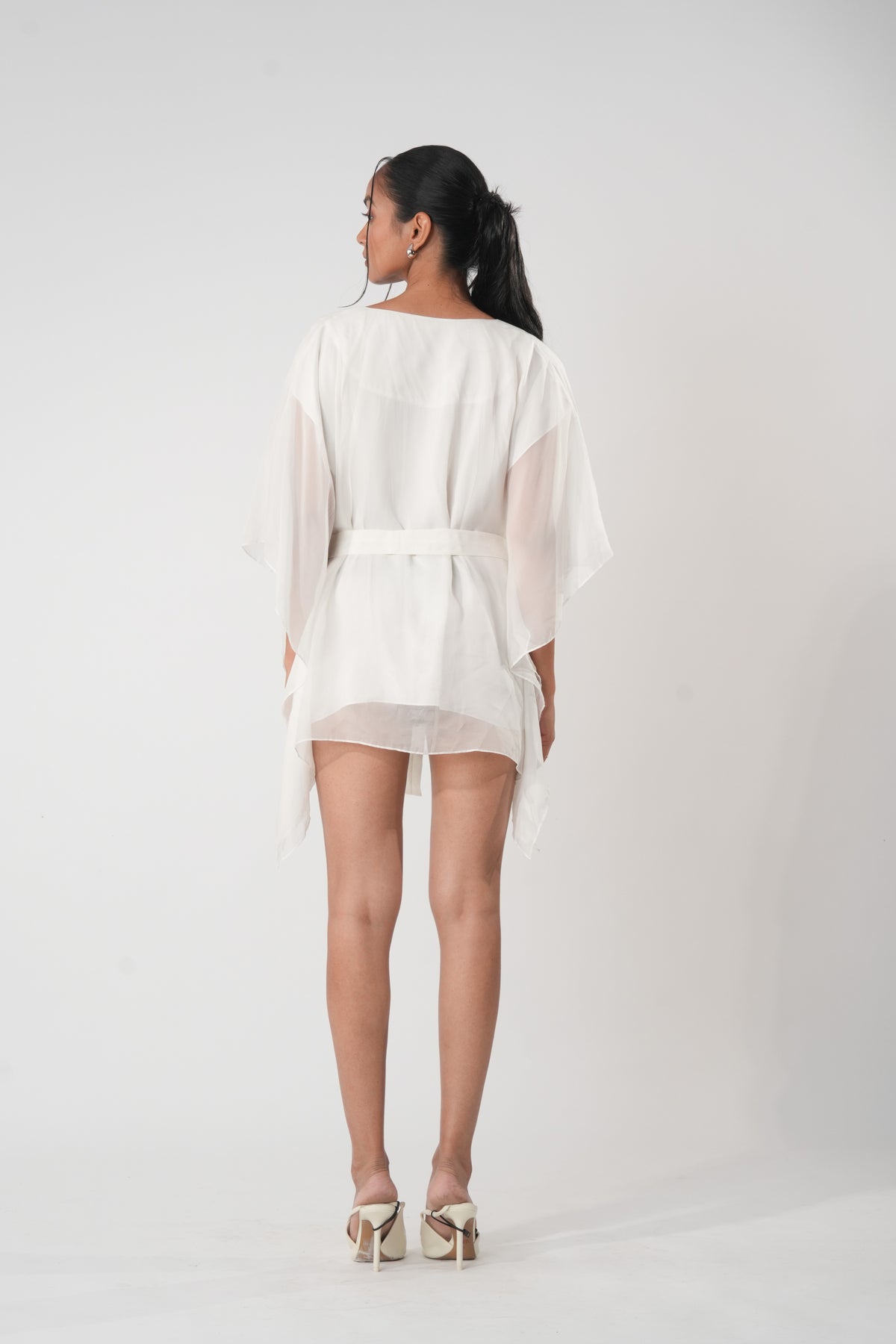 Embroidered Organza Kaftan – Kalliope - White